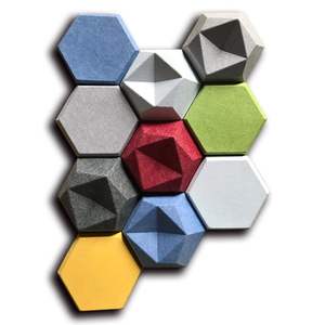 Painel De Parede Hexágono <span class=keywords><strong>3D</strong></span> Personalizado Som Absorvente De Poliéster Painel De Som 100% PET Acústico Tecido Painel Cinema Decoração - Product Image 3