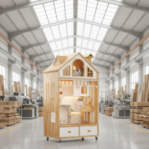 บ้านแมวไม้สำเร็จรูป ติดตั้งง่าย ลดราคาพิเศษ พร้อมลายสัตว์น่ารัก สำหรับเพื่อนขนฟู - Product Image 1