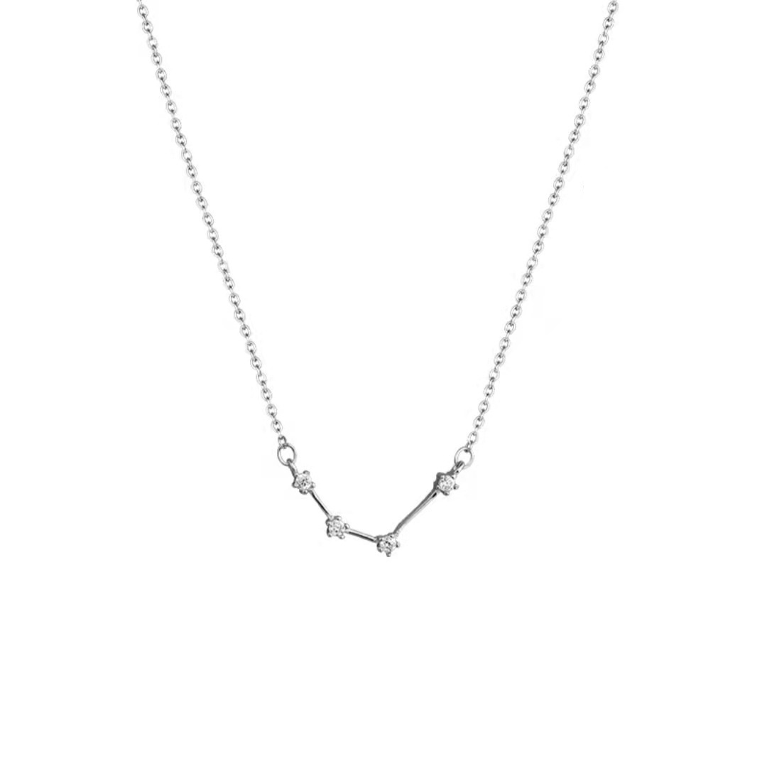ACME 925 Sterling Silver Constellations Choker Necklace Pisces Delicate Zircon Astrology Aquarius Zodiac Personalized Women
