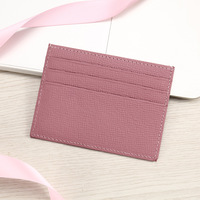 Dompet kartu kulit asli ramping kustom logo kustom Moq kecil dompet kartu lengan kartu tempat kartu kredit