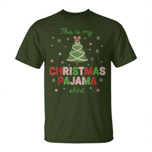 Camiseta de pijama navideña con diseño navideño, color verde, ajuste unisex - Product Image 2