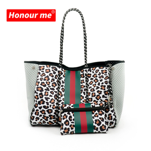 Vente en gros dames mode néoprène imprimé <span class=keywords><strong>l</strong></span>éopard <span class=keywords><strong>sac</strong></span> à main fourre-tout décontracté <span class=keywords><strong>sac</strong></span> à bandoulière avec fermeture ouverte noir <span class=keywords><strong>l</strong></span>éopard vendeur <span class=keywords><strong>sac</strong></span> - Product Image 3