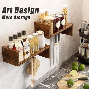 Wooden <b>Wall</b> Mounted Floating Shelf Single Layer Rectangle Multipurpose <b>Storage</b> Organizer For Kitchen Bathroom <b>Hanging</b> Rack - Product Image 4