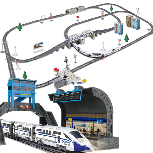 DIY Electronic Traffic Kids City Traffic Kids Operated Train Toy Car Track with Bridge Set 914+CM