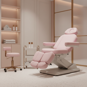 เก้าอี้นวดหน้า ทำเล็บเท้า ยก<span class=keywords><strong>ไฟ</strong></span>ฟ้า <span class=keywords><strong>3</strong></span> มอเตอร์ สีชมพู สำหรับร้านเสริมสวยหรูหราทันสมัย Kangmei พร้อมอุปกรณ์สปา - Product Image 1