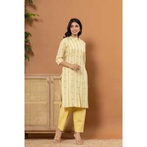 Pure Cotton Straight <b>Kurta</b> for Women Stylish Indian Suit for Special Occasions In Wholesale Price New Fashionable Floral Printed - Product Image 1