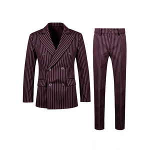 Traje <span class=keywords><strong>de</strong></span> <span class=keywords><strong>Hombre</strong></span> Premium <span class=keywords><strong>de</strong></span> Doble Botonadura con Rayas Finas, Corte Slim Fit, Conjunto <span class=keywords><strong>de</strong></span> Lujo <span class=keywords><strong>de</strong></span> 2 Piezas para Bodas, Fiestas Formales y Uso Diario - Product Image 6