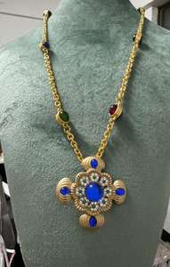 <span class=keywords><strong>Collana</strong></span> con Pendente in <span class=keywords><strong>Resina</strong></span> Blu Fatta a Mano Kaimei 2025, Gioielli alla Moda, Collane Lunghe Colorate con Croce Dorata e <span class=keywords><strong>Resina</strong></span> Blu - Product Image 2