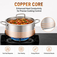 Nouvel Arrivage Usine : Ensemble de 10 Pièces d'Ustensiles de Cuisson en Cuivre 5 Plis, Casseroles de Cuisine 5 Plis avec Poignée en Acier Inoxydable, Design Lignes Fines