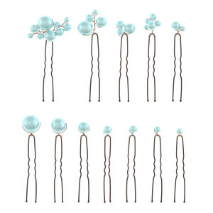 Nuovissima perla 12 pezzi fatta a mano forcina a forma di U accessori per copricapo da sposa forcine per le donne - Product Image 6