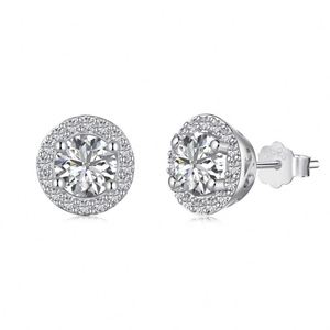 Boucles d'oreilles clous Dylam Classic en argent sterling 925 plaqué rhodium, cercle éternité, 0,75 ct, zircone cubique 5A, pour femme, mariage - Product Image 1