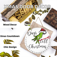 Weihnachtsdekoration Holz-Grinch Countdown-Schild Tage bis Weihnachten Adventskalender Hängende Verzierung Heim-Feiertagsparty-Deko