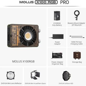 Luz LED ZHIYUN MOLUS X100 RGB Pro de 100W, Iluminación Portátil de Bolsillo de Plástico para Fotografía y Video en Exteriores - Product Image 6