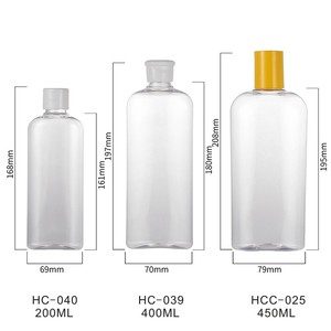 Flat Pet <b>Plastic</b> Bottles 200 400 450Ml Screw Cap For Personal Care <b>Packaging</b> - Product Image 4
