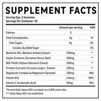 Gummies de berbérine HCL à marque privée 1500mg avec cannelle de Ceylan, chardon-Marie, pour le soutien de la glycémie, du foie et de l'immunité, complément végétalien