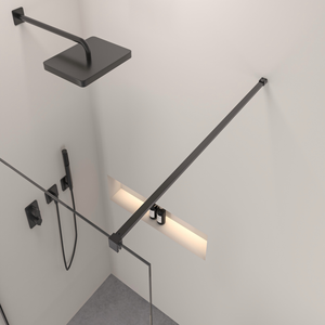 Vách tắm kính tròn hiện đại mạ crôm đen có thanh đỡ tường dành cho khách sạn - Product Image 2