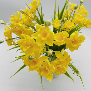 Venta caliente <span class=keywords><strong>Narciso</strong></span> artificial Amarillo Blanco Colores 5 Tenedores para la decoración de la Mesa del hogar Centro comercial Decoración de la cocina - Product Image 3