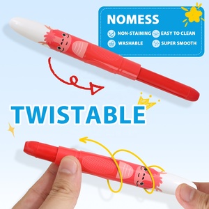 12本入り かわいいジャンボクレヨン 12色 シルクのような描き心地 大型ツイストクレヨン 無毒・水性 洗えるクレヨン お絵描きセット パッケージ - Product Image 4