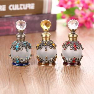 Flacon de parfum en verre vide de 15 ml, en alliage métallique, breveté, pour bijoux, huile essentielle, attar, style européen et moyen-oriental # 81111S - Product Image 1