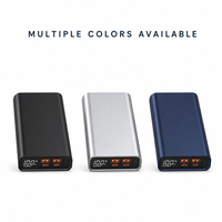 Batterie externe portable ultra-mince en alliage d'aluminium de grande capacité 10000 20000 30000mAh, charge rapide Li-Polymère PD100W USB/Type-C