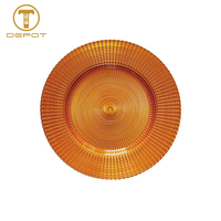 Assiettes de présentation de luxe en verre doré, 13 pouces, pour service de table