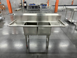 Nouvelle table de travail de cuisine avec évier, style américain, SS304, qualité médicale, calibre 18, équipement de restauration commerciale - Product Image 2