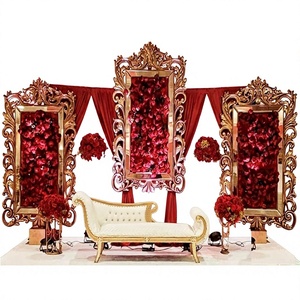 Dream Wedding Stage Fiber Frames In USA Gorgeous Golden Carved Backdrop Frames Backdrop <b>Panel</b> Set for Sangeet and Mehndi Night - Product Image 1