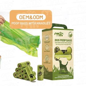 Sacs à déjections canines biodégradables et compostables en amidon de maïs, écologiques, pour OEM/ODM - Product Image 1