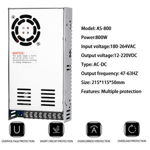 MZMW OEM 800W 0-<span class=keywords><strong>12V</strong></span> 24V 36V 48V 60V 72V 80V 90V 110V 220V 150V Alimentation électrique à découpage CC/CA réglable LED CCTV SMPS - Product Image 2