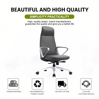 Chaise de bureau exécutive ergonomique moderne haut de gamme 2026 réglable en cuir PU avec base en aluminium pour ordinateur et salle à manger