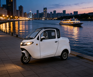 Triciclo Eléctrico de Carga de Primera Categoría, Vehículo Moderno con Cabina, Certificación EEC y Compartimento de Almacenamiento Trasero - Product Image 1