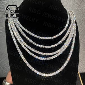 Collar de Tenis Estilo Hip Hop <span class=keywords><strong>KIBO</strong></span>, Plata de Ley 925, Moissanita VVS de 2-5MM, Cadena Chapada en Oro para Unisex - Product Image 3