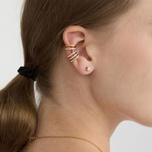 Fashion 316L Stainless Steel 14k 18k Pvd Gold Plated Fine Zircon Cuff <b>Earrings</b> Jewelry Non <b>Piercing</b> <b>Earrings</b> for Women - Product Image 2