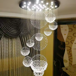 Candelabro de cristal con luz de escalera giratoria, candelabro grande de edificio dúplex para sala de estar, Vestíbulo - Product Image 6