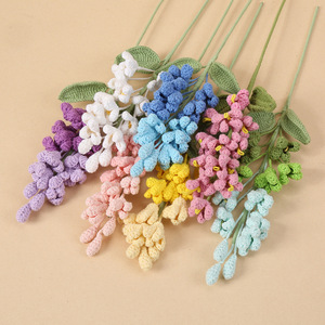 Bouquet de fleurs artificielles en crochet Kexiang, couleur lilas, arrangement floral fait main en fil, pour décoration de bureau, cadeau de la Saint-Valentin - Product Image 2