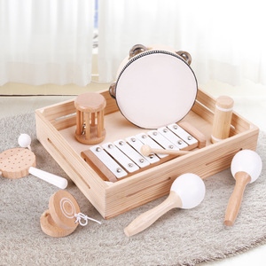 Wholesale Children's Orff Wooden <b>Musical</b> <b>Instrument</b> Set Wooden Toys With Maracas Xylophone Tambourine for Kids - Product Image 4