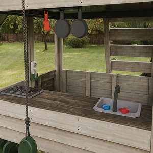 Juego de Parque Infantil para Niños al Aire Libre, Casa de Juegos de Madera Colorida con Columpio y Tobogán para Guardería - Product Image 5