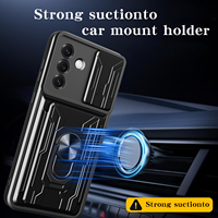 Coques de téléphone anti-chute compatibles avec Samsung A10, A30, A12, A20, A21, avec emplacements magnétiques pour cartes et manchons de fixation circulaires