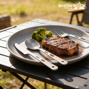 Ensemble de couverts ronds en titane Snowrock, portable, pour le camping en plein air, pique-nique, couverts écologiques - Product Image 4