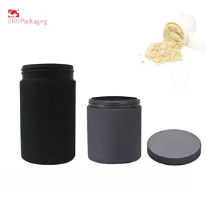 Plastic Jar Bottle Supplier HDPE Round Black Plastic Bottle For Whey Protein Powder Pill Storage Cans Waterproof Screw-top Lid Lock Odor Jars