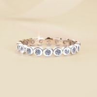 Bague empilable pour femme en argent sterling S925, sertie de moissanite VVS1 de 2 mm, style bulles, ajustement universel