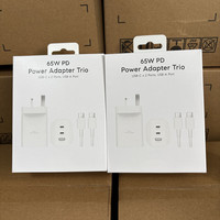 Chargeur Super Rapide 65W Trio 3 Ports PD+PD+USB Adaptateur Rapide USB-C pour Samsung Galaxy S26 S25 S24 Ultra S23 S22 S21 S20 Note20