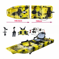 Kayak de pêche modulaire en 2 sections de 9 pieds, à pédales et moteur électrique, en HDPE, certifié CE, pour une personne - Vente en gros