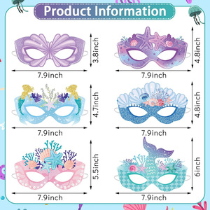 HLC 16 Piezas de Máscaras de Papel de Sirena, Decoraciones para Fiestas Temáticas de Playa de Verano, Lindas Máscaras Faciales de Sirenita, Accesorios para Cabina de Fotos - Product Image 2