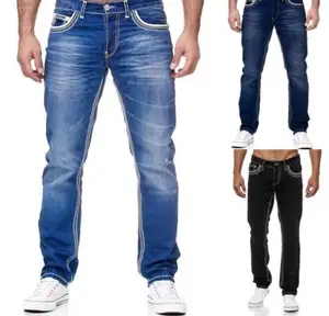 Nouveaux jeans coupe ajustée de haute qualité pour hommes, jeans décontractés tricolores pour hommes, vente en gros