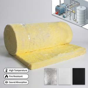 Isolation en laine de verre ignifuge pour projets de matériaux de construction, produit absorbant le son réverbéré avec double feuille métallique - Product Image 1