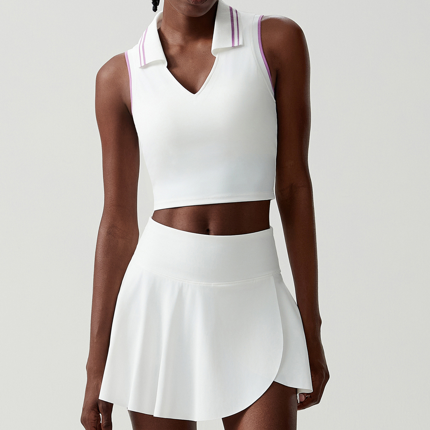 2-Piece Purple White/White