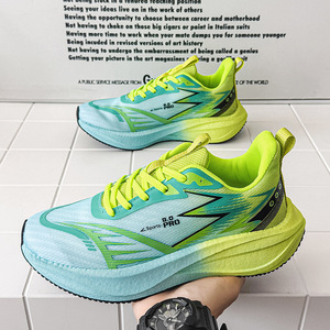 Sports Pro Running Shoes Q66 Royal Blue Fluorescent Green Mesh Breathable Lightweight Casual Sport Shoes for Men Women - Product Image 2