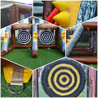 Jeu de lancer de hache gonflable personnalisé à double voie, jeu interactif de cible, idéal pour les fêtes de carnaval, les événements en plein air et la location en jardin.