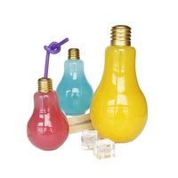 Bouteille de boisson en verre transparent en forme d'ampoule avec bouchon à vis doré pour jus, lait, thé, boissons froides, décoration de fête